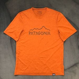 PATAGONIA Daily Capilene Base Layer Men’s XS Rust/Orange Short Sleeve T-Shirt